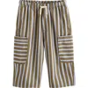 Next Kids' Stripe Drawstring Pants In Brown