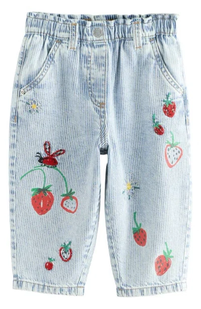 Next Kids' Stripe Embroidery Jeans In Blue