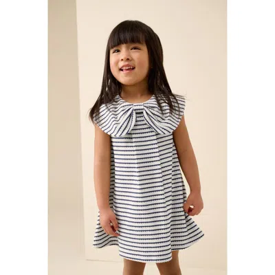 Next Babies'  Kids' Stripe Frill Collar Dress In Blue