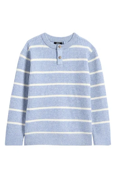Next Kids' Stripe Henley Sweater In Blue