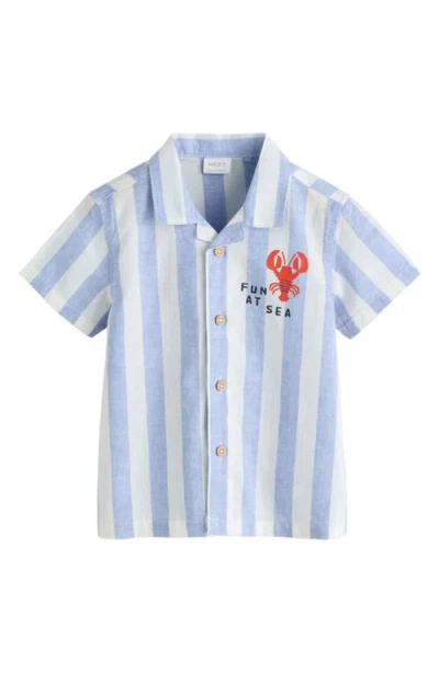 Next Kids' Stripe Linen & Cotton Button-up Shirt In Multi