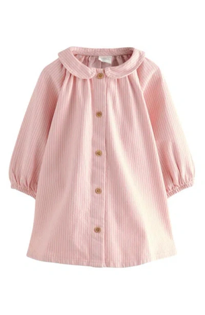 Next Kids' Stripe Long Sleeve Denim Shirtdress In Pink