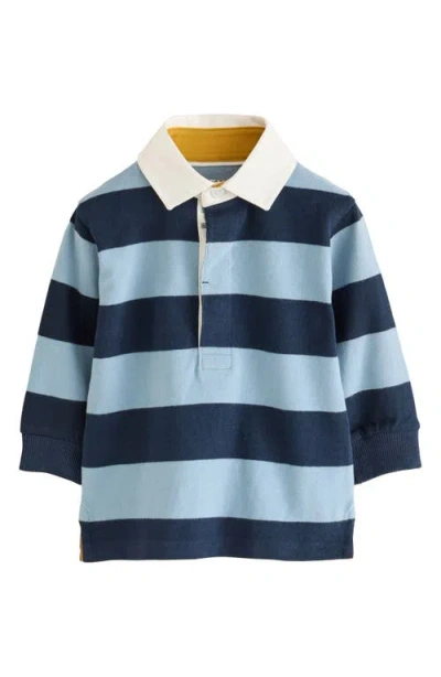 Next Babies'  Kids' Stripe Long Sleeve Rugby Polo In Blue