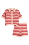 Next Kids' Stripe Open Knit Shirt & Shorts Set
