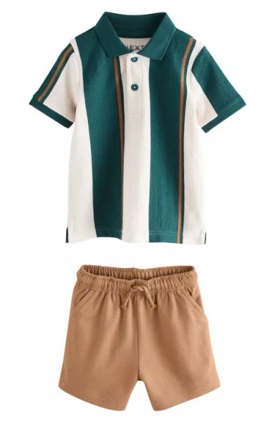 Next Kids' Stripe Polo & Shorts Set In Multi