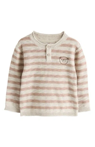 Next Babies'  Kids' Stripe Stitch Bear Sweater In Neutral