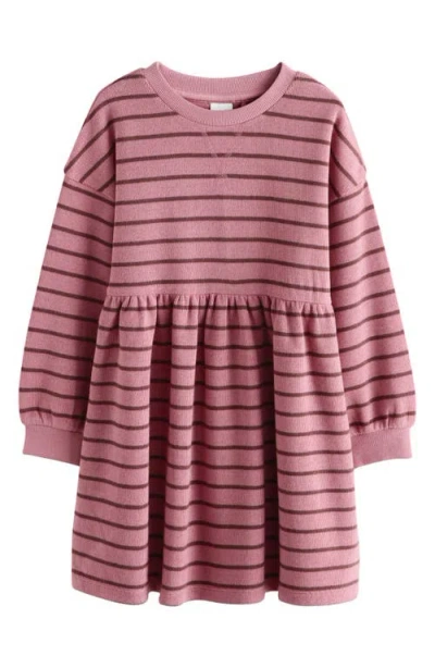 Next Kids' Stripe Sweatshirt Dress In Pink