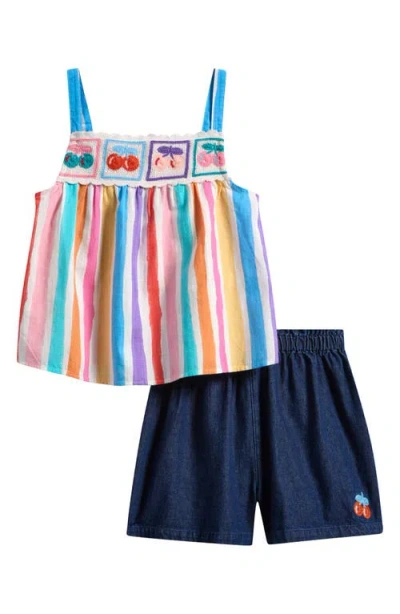 Next Kids' Stripe Tank & Denim Shorts Set In Blue