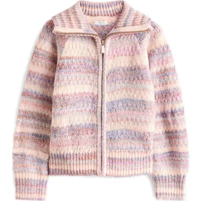 Next Kids' Stripe Zip-up Cardigan In Pink