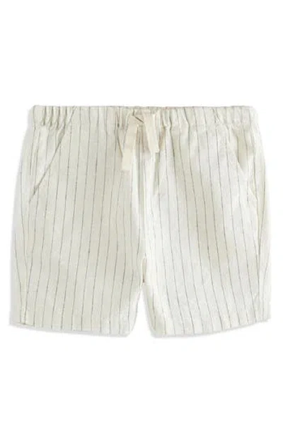 Next Kids' Striped Cotton Blend Drawstring Shorts In Neutral