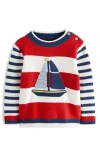 Next Kids' Stripey Boat Sweater In White/red/blue