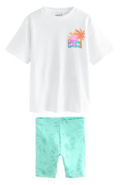 Next Kids' Summer Days Graphic T-shirt & Bike Shorts Set In White