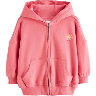 Next Kids' Sunset Zip-up Cotton Graphic Hoodie In Pink