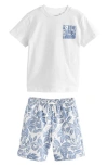 Next Kids' T-shirt & Drawstring Shorts Set In White