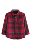Next Kids' Tartan Cotton Flannel Button-up Shirt In Red