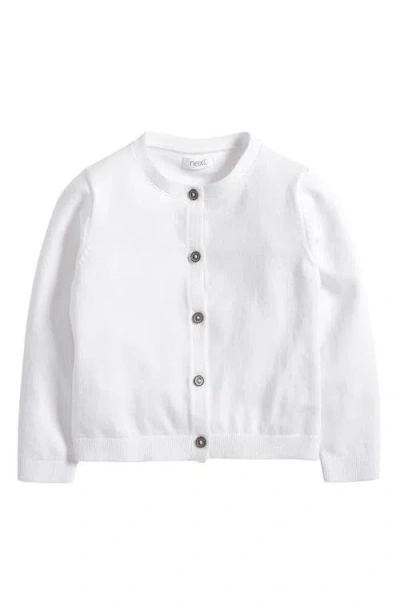 Next Kids' Textured Cotton Blend Cardigan In White