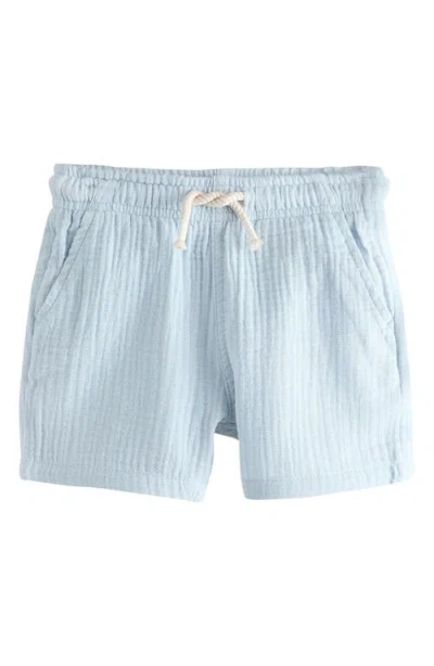 Next Babies'  Kids' Textured Cotton Drawstring Shorts In Blue