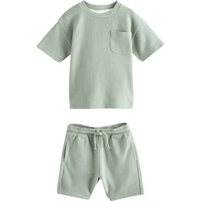 Next Babies'  Kids' Textured Cotton Knit Pocket T-shirt & Shorts Set