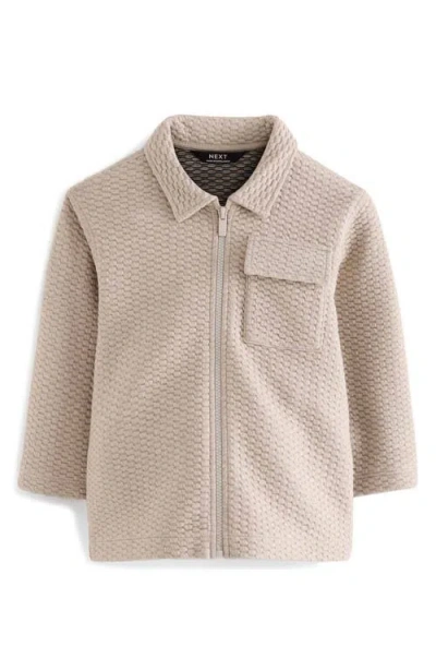 Next Kids' Textured Jacquard Zip-up Shirt Jacket In Grey