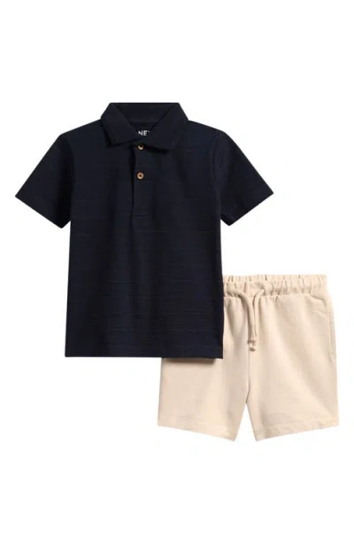 Next Babies'  Kids' Textured Polo Shirt & Shorts Set In Blue