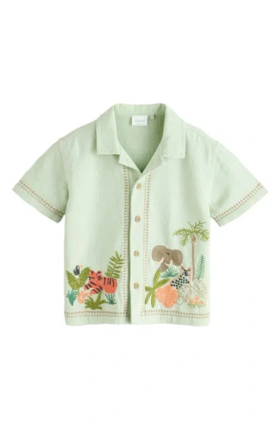 Next Kids' Textured Safari Button-up Shirt In Green