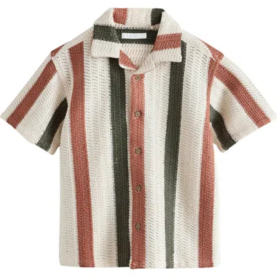 Next Kids' Textured Stripe Camp Shirt In Multi