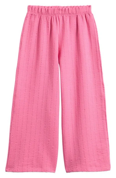 Next Babies'  Kids' Textured Wide Leg Stretch Cotton Pants In Pink