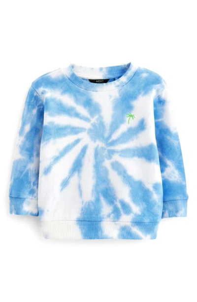 Next Kids' Tie Dye Cotton Crewneck Sweatshirt In Blue