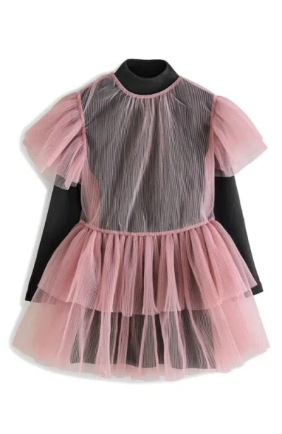 Next Kids' Tiered Sheer Mesh Tunic & Top Set In Pink