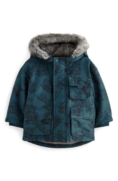 Next Kids' Tractor Water Resistant Hooded Parka In Navy