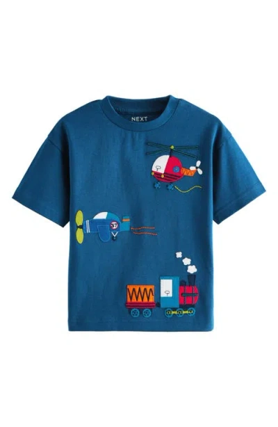 Next Babies'  Kids' Transport Appliqué T-shirt In Blue
