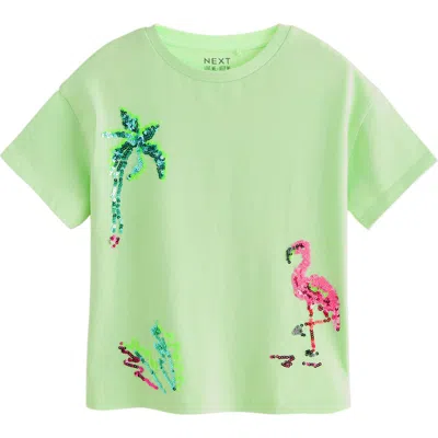 Next Kids' Tropical Sequin Cotton T-shirt