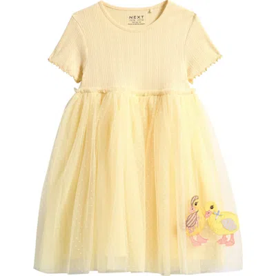 Next Babies'  Kids' Tulle Skirt Appliqué Dress In Yellow
