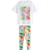 Next Kids' Unicorn Cotton Graphic T-shirt & Floral Leggings Set In White