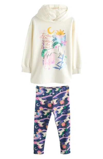 Next Kids' Unicorn Hoodie & Leggings Set In Neutral