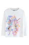 Next Kids' Unicorn Long Sleeve Cotton Graphic T-shirt In White