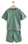 Next Kids' Utility Cotton T-shirt & Shorts Set In Green