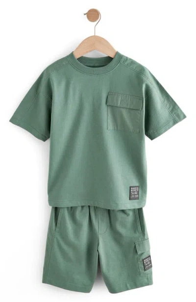Next Kids' Utility Cotton T-shirt & Shorts Set In Green