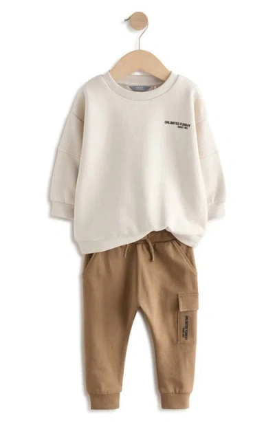 Next Kids' Utility Sweatshirt & Cargo Joggers Set In Neutral
