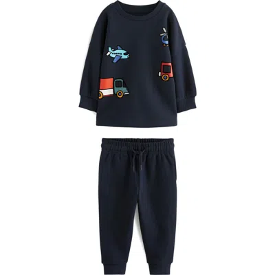 Next Kids' Vehicle Print Sweatshirt & Joggers Set In Black