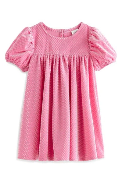 Next Kids' Velvet Puff Sleeve Party Dress In Pink