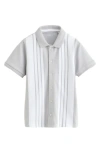 Next Kids' Vertical Stripe Cotton Button-up Polo In Grey