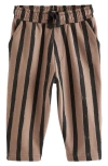 Next Kids' Vertical Stripe Cotton Sweatpants In Brown