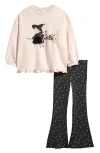 Next Kids' Witch Halloween Graphic Sweatshirt & Flare Leggings Set In Black