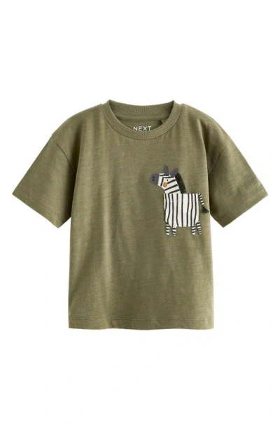 Next Kids' Zebra Appliqué Pocket T-shirt In Green