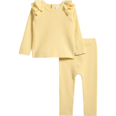 Next Babies'  Lemon Ruffle Rib Sweater & Leggings Set In Yellow