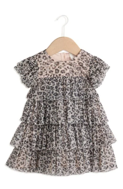 Next Babies'  Leopard Print Ruffle Mesh Dress In Animal Print