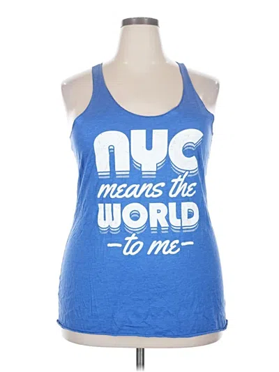 Pre-owned Next Level Apparel Tank Top Blue Halter Neckline Tops