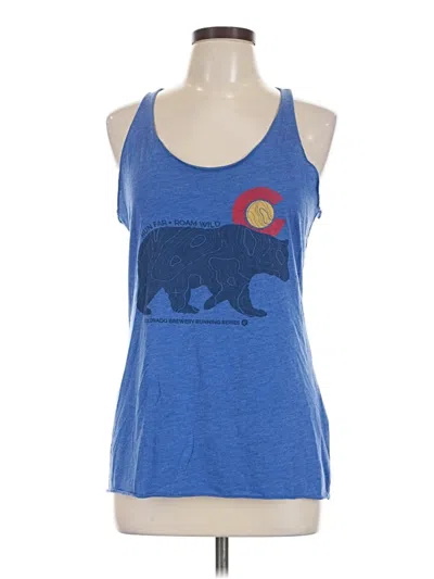 Pre-owned Next Level Apparel Tank Top Blue Halter Neckline Tops