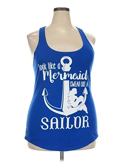 Pre-owned Next Level Apparel Tank Top Blue Halter Neckline Tops